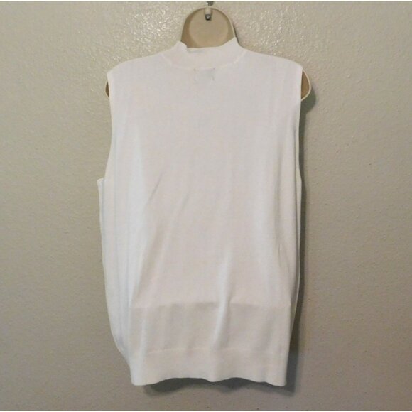 Worthington Mock Neck Sweater Womens XL Ivory Cream Sleeveless Soft Knit New - Picture 3 of 5